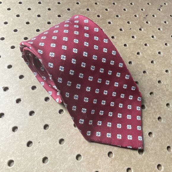 Ermenegildo Zegna Modern Floral Print Neck Tie Italy Made Silk Red Men - Picture 2 of 6